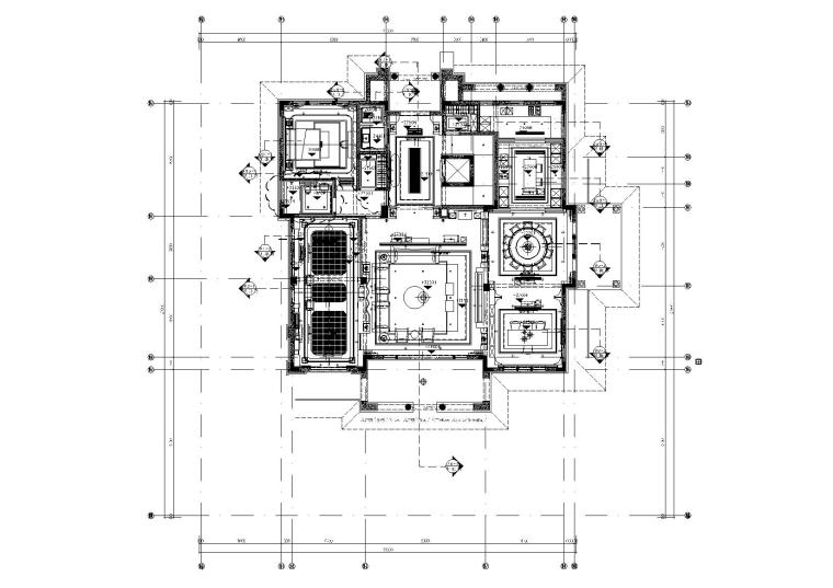 [福州]-百督府新中式风格别墅施工图+效果图-福州百督府一层综合天花布置图