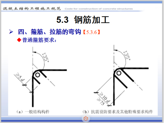 混凝土结构工程施工规范宣讲之钢筋工程-箍筋、拉筋的弯钩