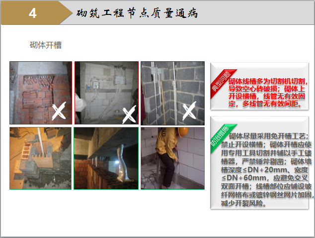 建筑工程施工现场质量通病控制总结汇报-3砌体开槽处理