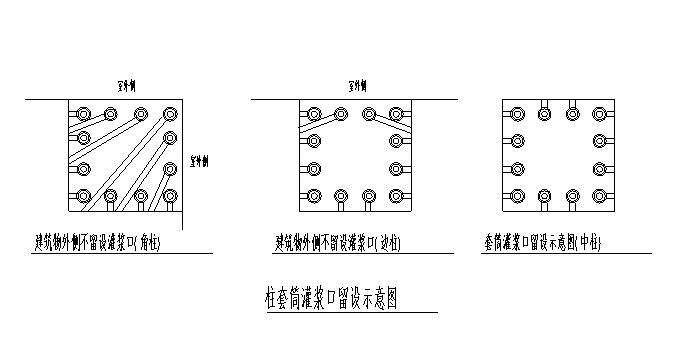 装配整体式混凝土框架办公楼结构施工图2018-柱套筒灌浆口留设示意图