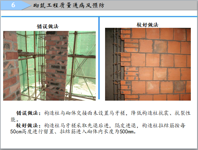 建筑工程施工现场质量通病控制总结汇报-8未设置马牙槎