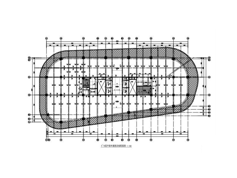 产业园厂房cad资料下载-框筒结构椭形创意产业园建筑结构施工图