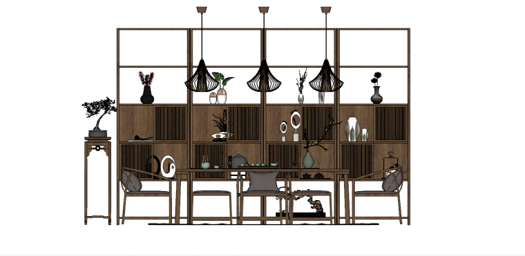 休闲餐桌3d模型资料下载-室内装饰摆件餐桌SU模型设计（5）