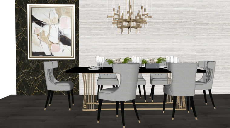 休闲餐桌3d模型资料下载-室内装饰摆件餐桌SU模型设计（2）