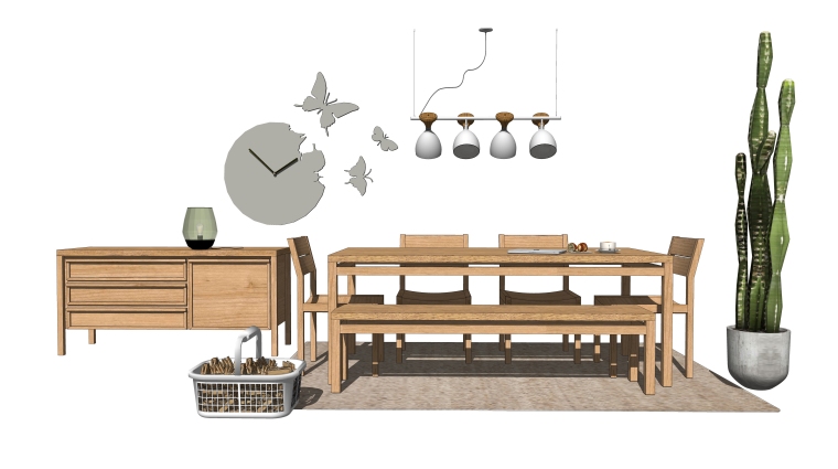 sketchup摆件模型资料下载-室内装饰摆件餐桌SU模型设计（4）
