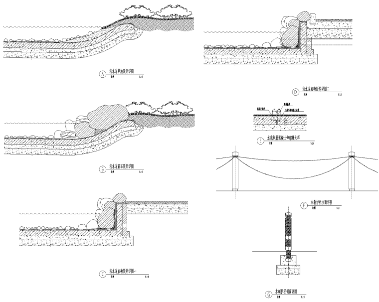 钢结构通用做法图资料下载-水系驳岸通用做法CAD施工图图