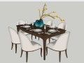 室内装饰摆件餐桌SU模型设计（1）