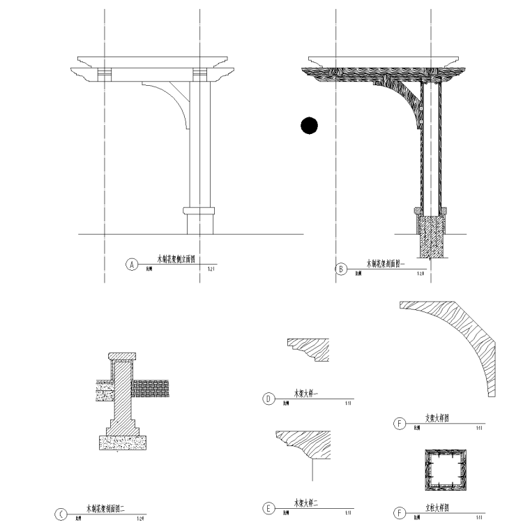 木制花架CAD施工详图-2 木制花架详图_看图王