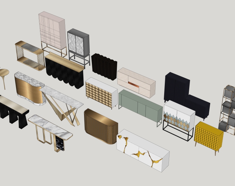 室内装修常用边柜、玄关SU模型设计（2）-xxxx_SU2014