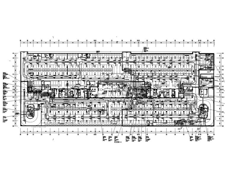 长春智慧城市产业基地项目暖通施工图-地下二层空调通风消防水管平面图