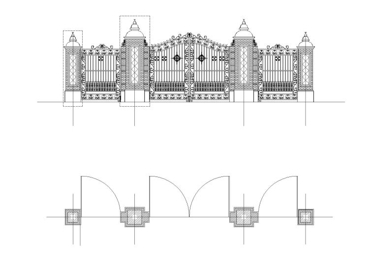 Madan公园建筑资料下载-某公园大门建筑及结构(青砖柱)