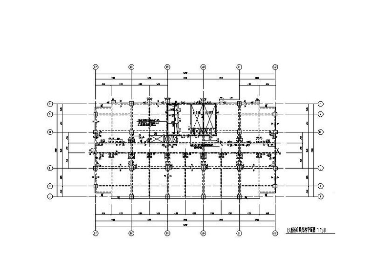 公寓_办公塔楼框架剪力墙结构施工图含建筑-B座标准层结构平面图