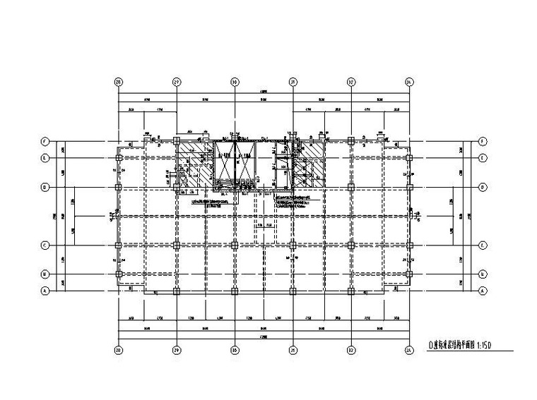 公寓_办公塔楼框架剪力墙结构施工图含建筑-D座标准层结构平面图