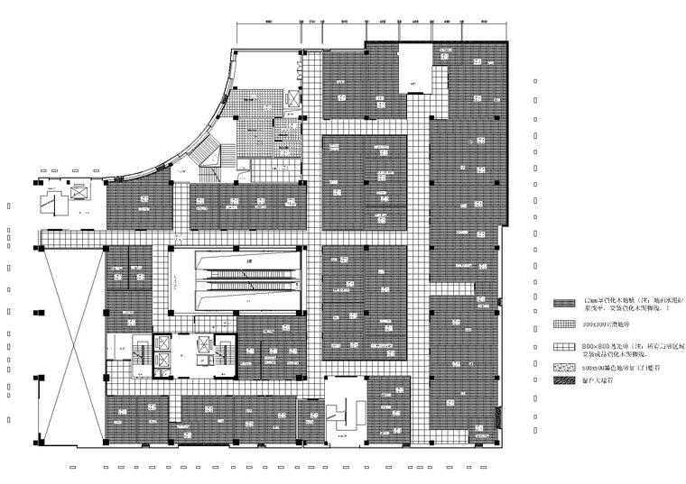 [贵州]丽舍-安顺华西办事处办公楼施工图-二层地面铺装图