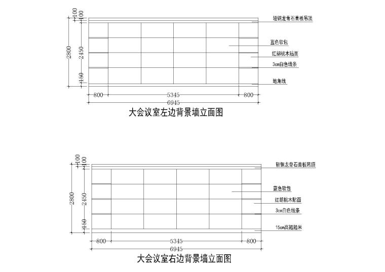 检察院办公楼装修项目图纸、招标文件及清单-大会议室背景墙立面图