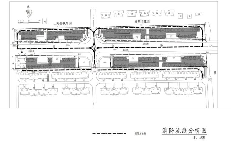 [上海]欧陆风格住宅建筑方案文本-消防分析图