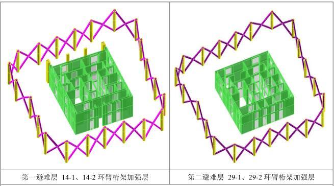 220m超高层大厦超限抗震设防专项审查报告-中航投资大厦加强层示意图