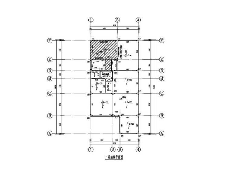 砖木改钢框架聂耳旧居复建施工图(建筑结构)-聂耳旧居二层结构平面图