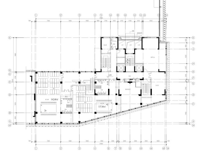 [浙江]现代风格商品住宅兼商务建筑设计-二层平面图