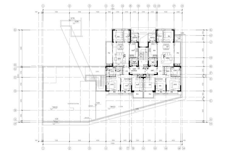 [浙江]现代风格商品住宅兼商务建筑设计-三层平面图层平面图