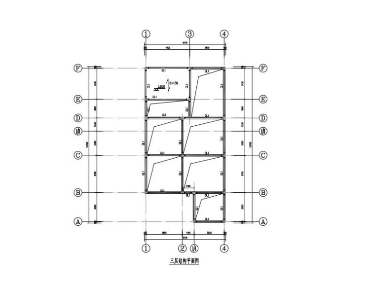 砖木改钢框架聂耳旧居复建施工图(建筑结构)-聂耳旧居三层结构平面图