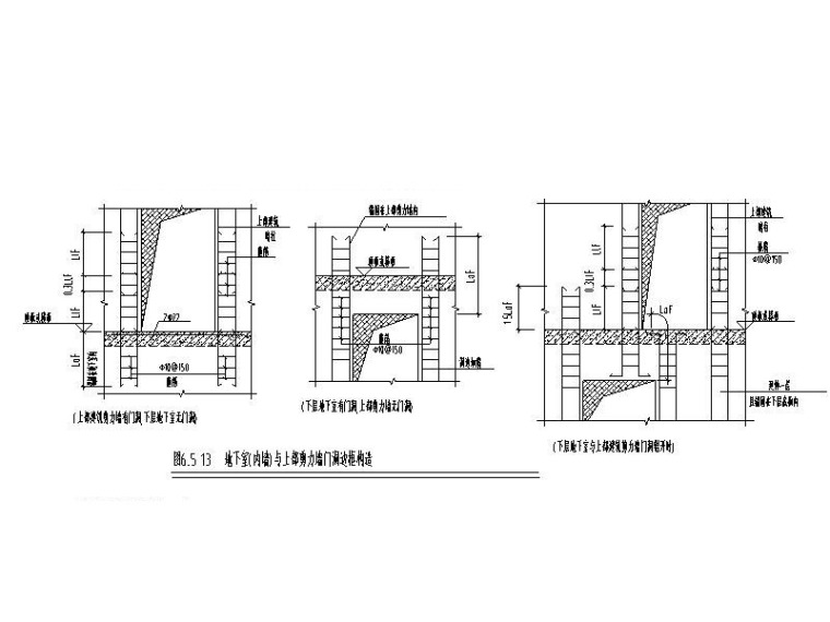 12层商业广场框剪结构施工图（人防地下室）-地下室（内墙）与上部剪力墙门洞边框构造