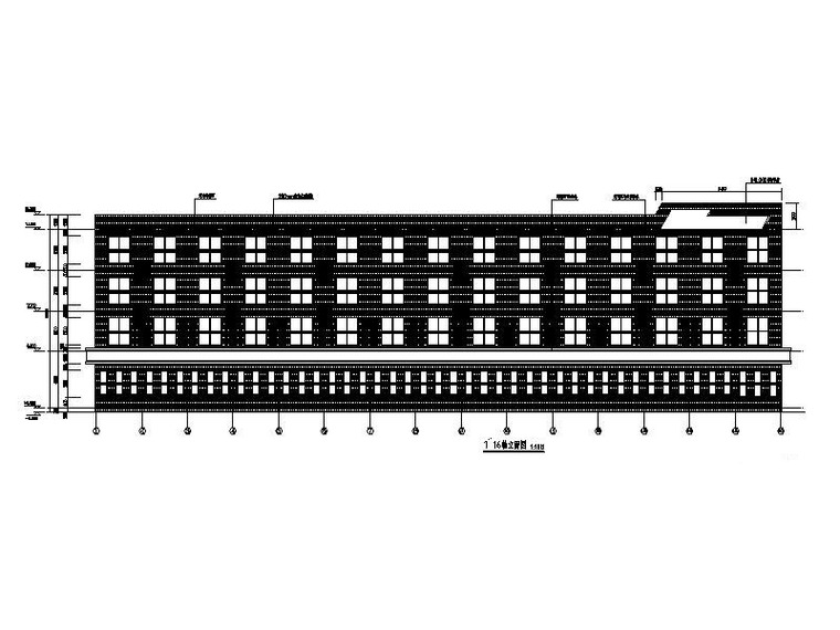 3层框架结构中学屋顶加建改造施工图(现4层)-中学建筑立面图