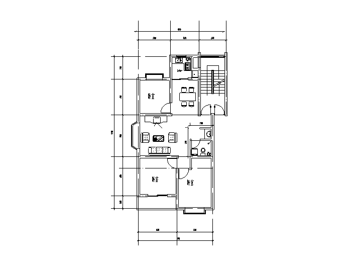 小区住宅经典套房户型设计图（CAD）-套房户型设计图2