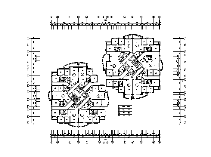 多层住宅建筑南梯平面图资料下载-1梯6户高层住宅户型平面图