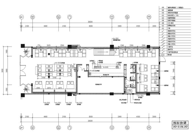 [江苏]宜兴艺术茶餐厅施工图+效果图+材料表-一层开关插座布置图