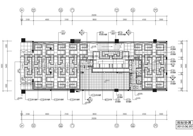 [江苏]宜兴艺术茶餐厅施工图+效果图+材料表-一层地面铺装图