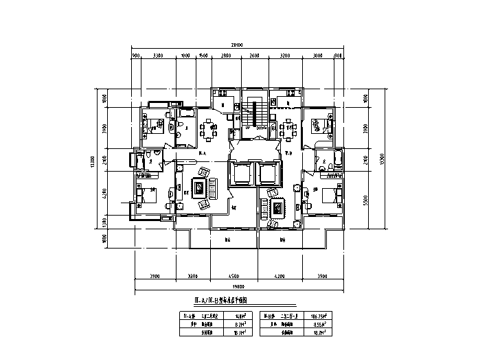 多層高層一梯兩戶獨戶戶型設計圖