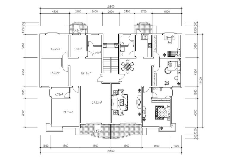 70种户型方案设计图（80-250㎡）-户型方案设计图6