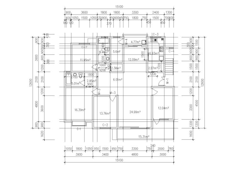 70种户型方案设计图（80-250㎡）-户型方案设计图4