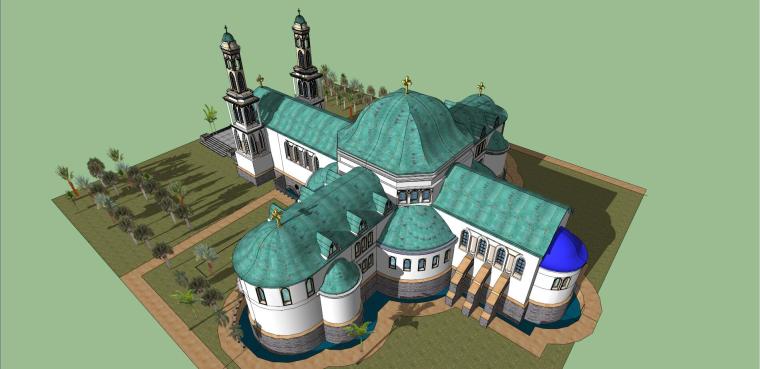哥特式教堂建筑cad资料下载-欧式教堂建筑模型设计 