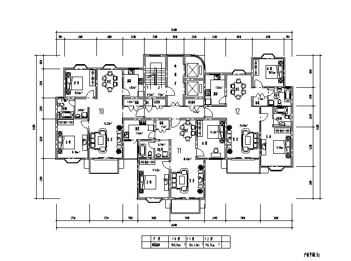 昆山长江花圆高层住宅户型设计图(cad)