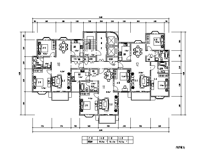 65平高层户型cad资料下载-昆山长江花圆高层住宅户型设计图（CAD）
