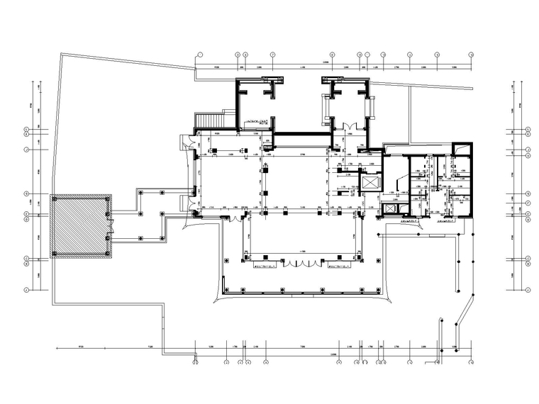 绍兴知名地产越州府北售楼处全套施工图+效果图-3一层新建墙体尺寸图