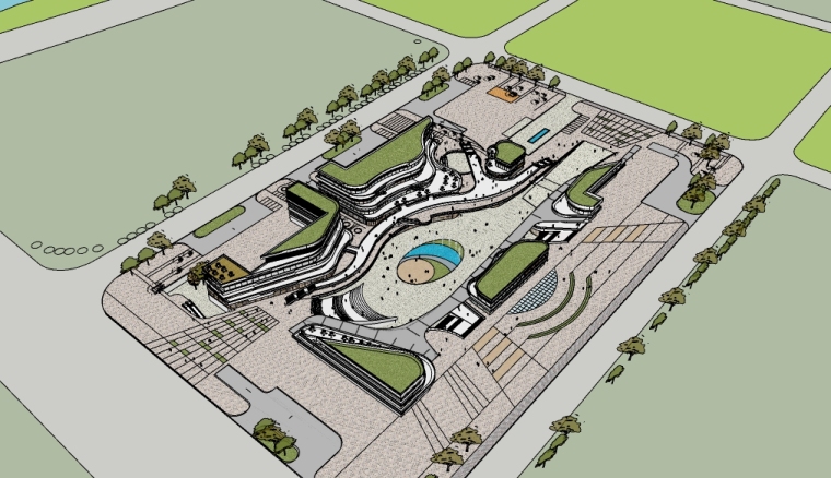 商业广场景观案例2021资料下载-现代城市商业广场景观su模型