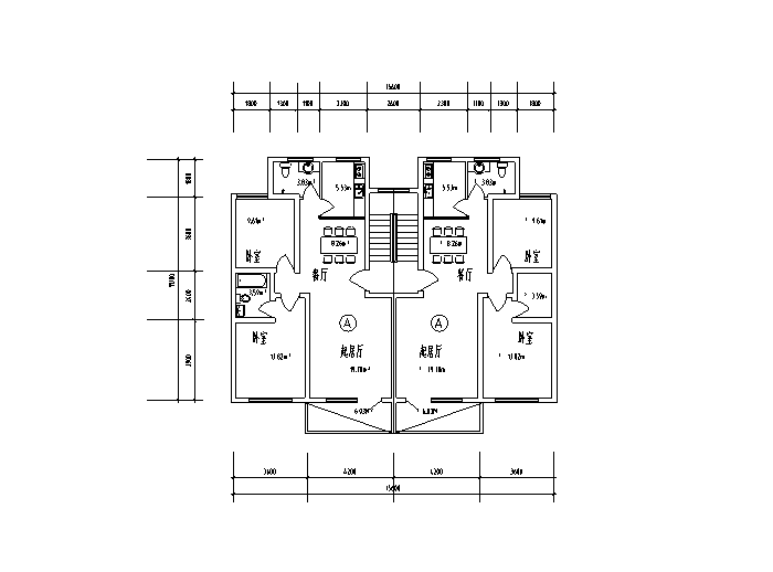 11层一梯两户住宅平面图资料下载-7套一梯两户住宅户型设计图（CAD）