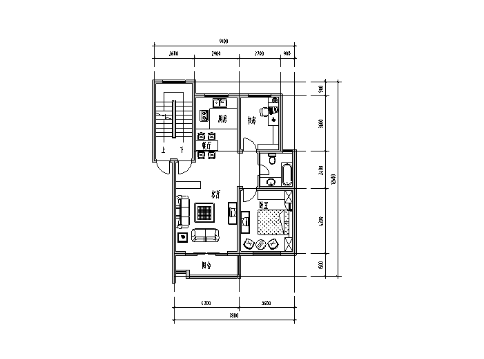 cad五房户型设计资料下载-经典独户型设计图（CAD）