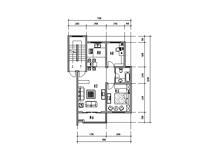 商业户型cad图资料下载-经典独户型设计图（CAD）