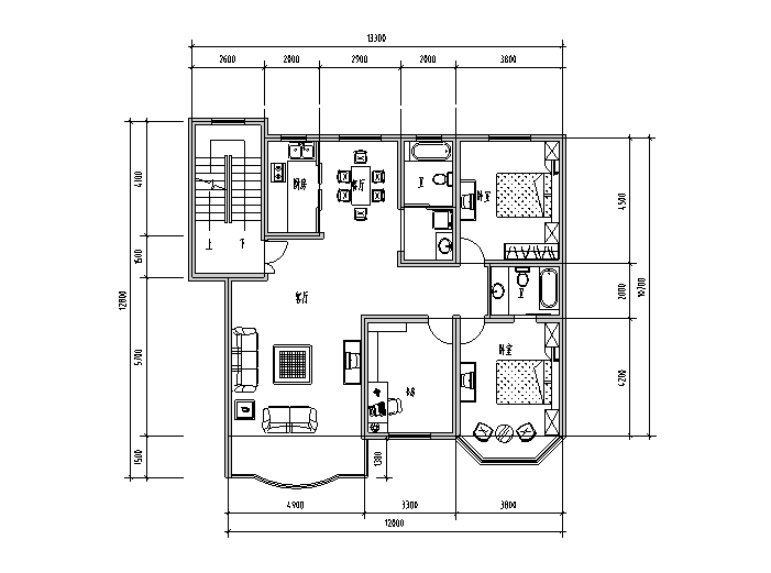经典独户型设计图(cad)