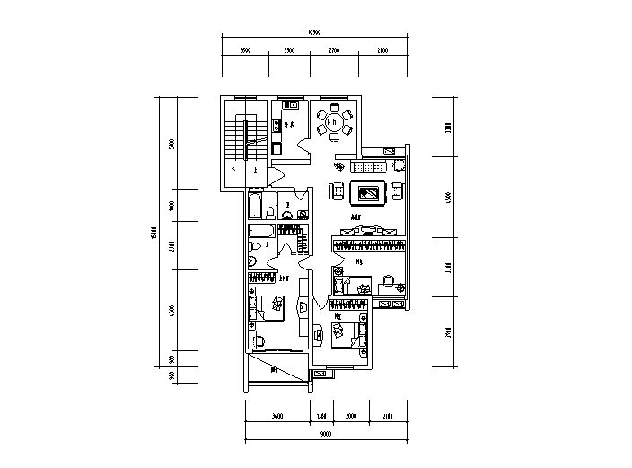 24种住宅平面户型设计图（CAD）-住宅平面户型设计图3