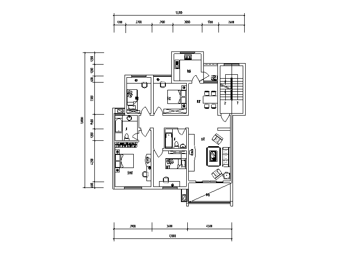 24种住宅平面户型设计图（CAD）-住宅平面户型设计图5