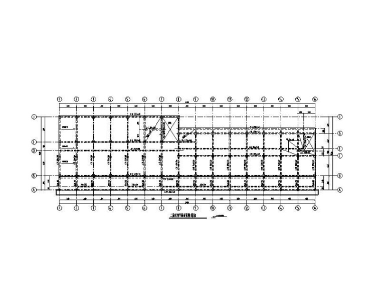 3层框架结构中学屋顶加建改造施工图(现4层)-二层结构平面图（原始）