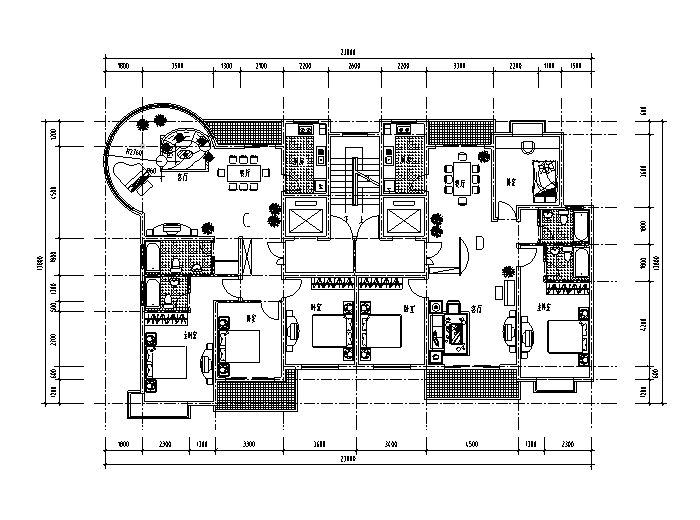 一梯两户小区住宅精选户型设计图-住宅户型设计图3