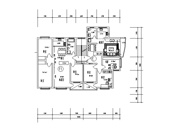 70平米一梯两户设计图资料下载-一梯两户住宅户型设计图（面积100至110㎡）