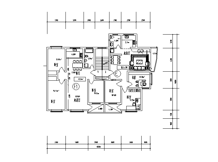 两户住宅cad资料下载-一梯两户住宅户型设计图（面积100至110㎡）