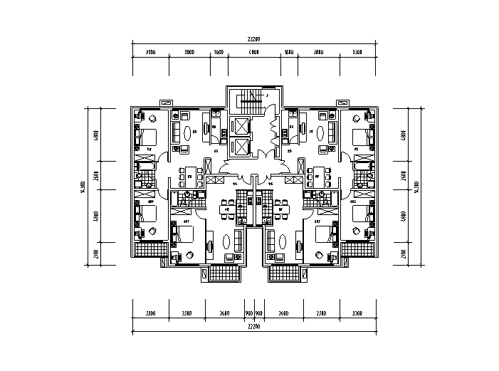 一梯四户高层住宅户型设计图4